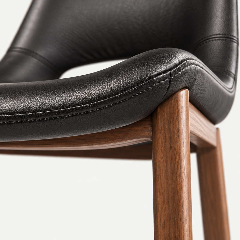 BANCO SHELDON PU NEGRO PATA METAL MADERA