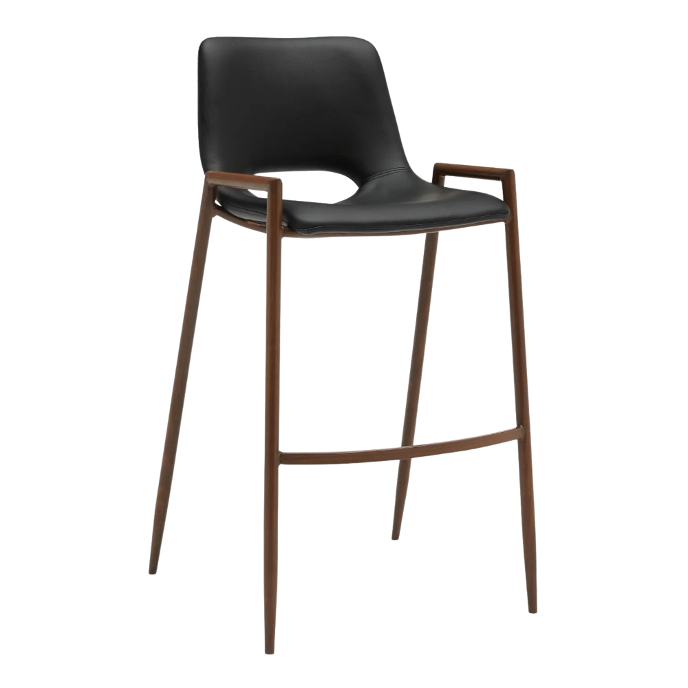 BANCO SHELDON PU NEGRO PATA METAL MADERA