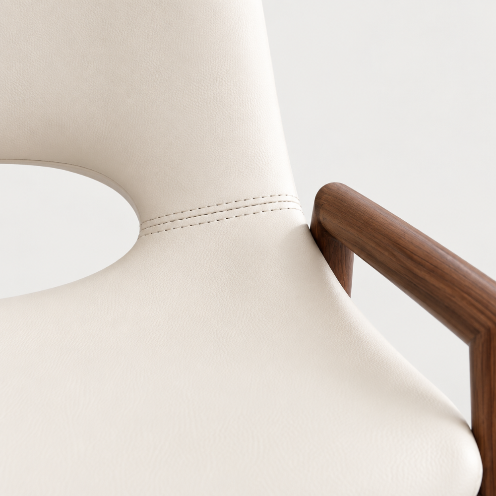 BANCO SHELDON PU BEIGE PATA METAL MADERA