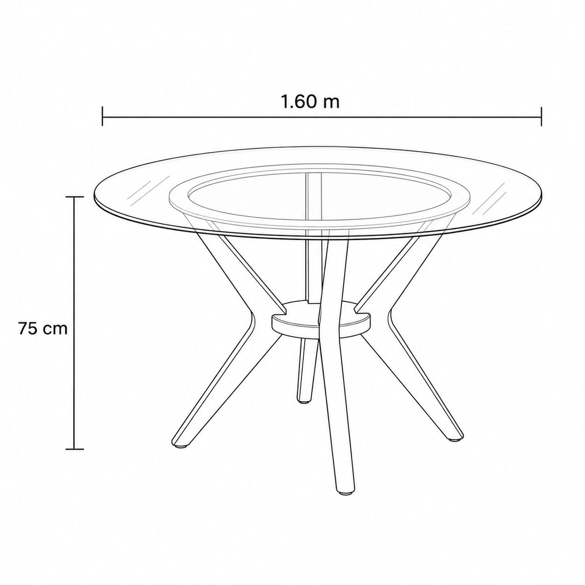 MESA COMEDOR FIORDO REDONDA CRISTAL