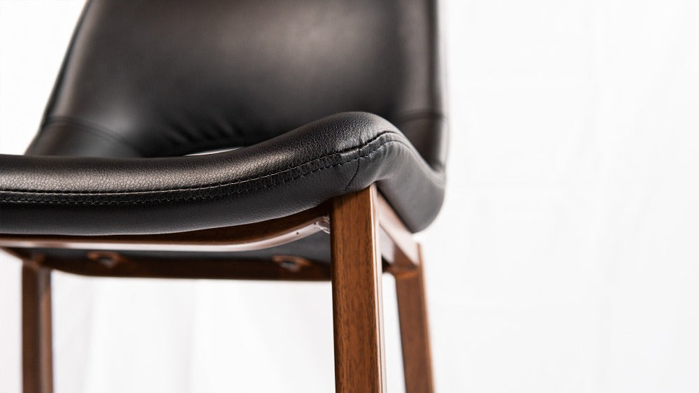 BANCO SHELDON PU NEGRO PATA METAL MADERA