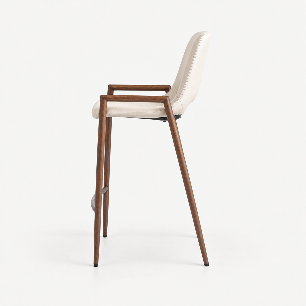 BANCO SHELDON PU BEIGE PATA METAL MADERA
