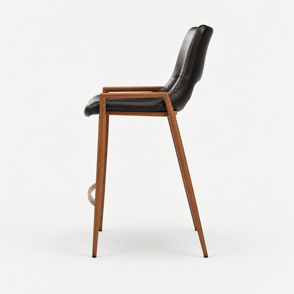 BANCO SHELDON PU NEGRO PATA METAL MADERA