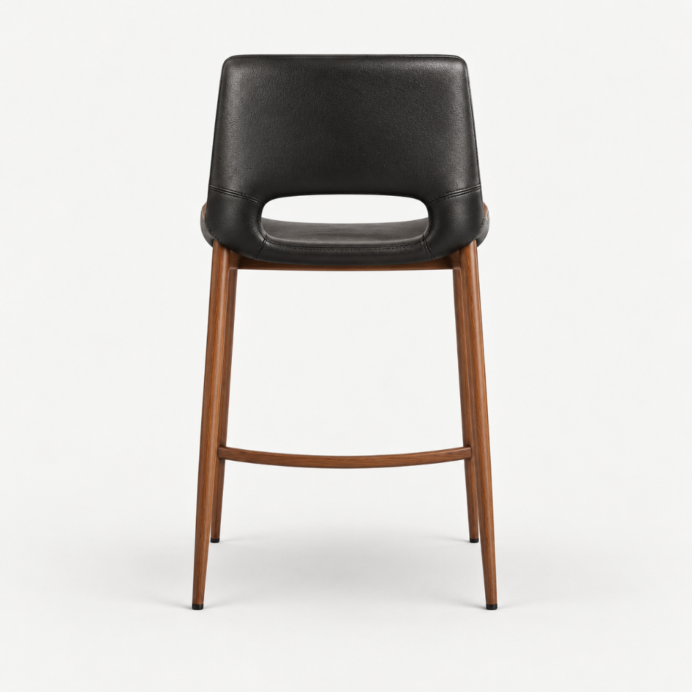 BANCO SHELDON PU NEGRO PATA METAL MADERA