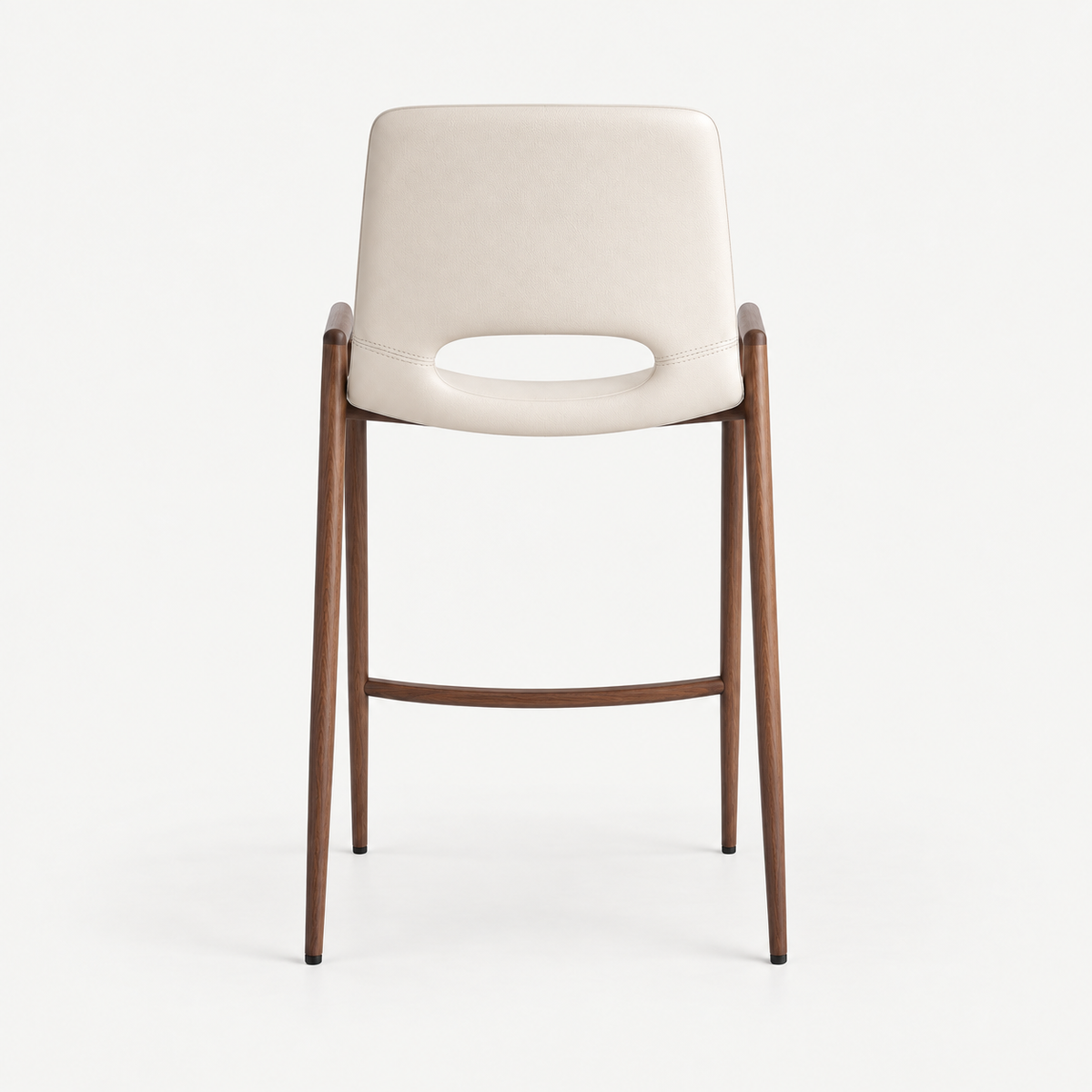 BANCO SHELDON PU BEIGE PATA METAL MADERA