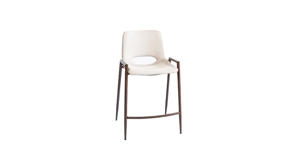 BANCO SHELDON PU BEIGE PATA METAL MADERA