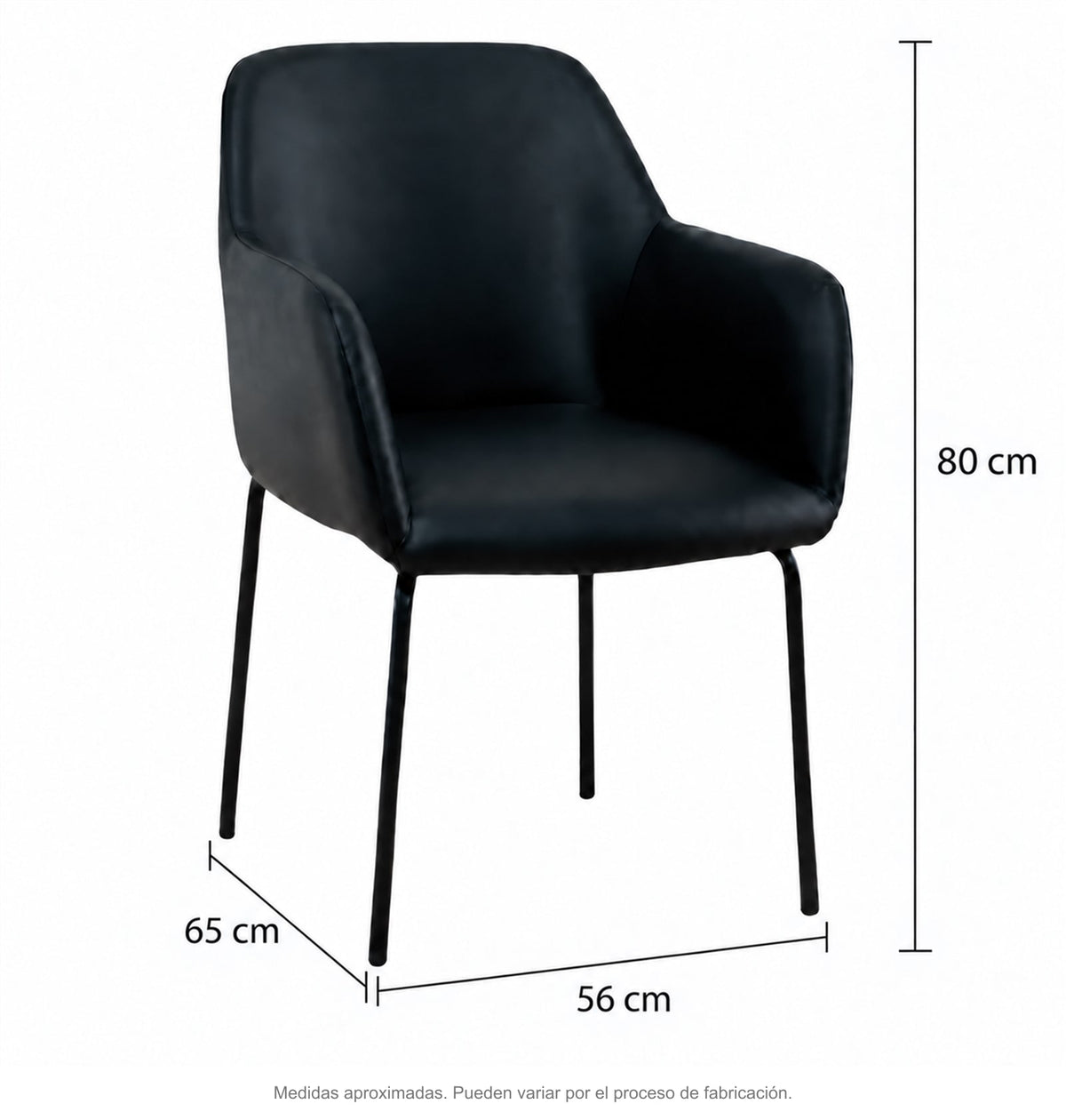 Medidas de silla winston negra